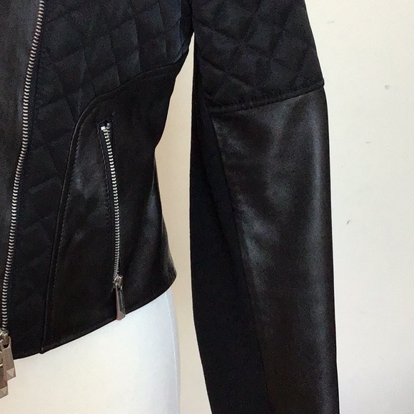 BCBGMAXAZRIA Mixed Leather/Fabric Jacket. - Picture 12 of 15